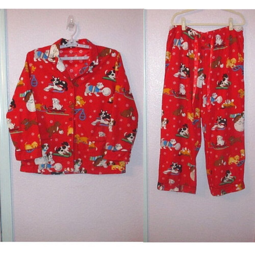 Nick & Nora Flannel Pajamas Size XXL Sled Dogs Top & Pants 2 Piece Skate Snow